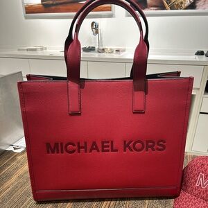 Michael Kors Cooper Structured leatherTote NWT canvas cherry new